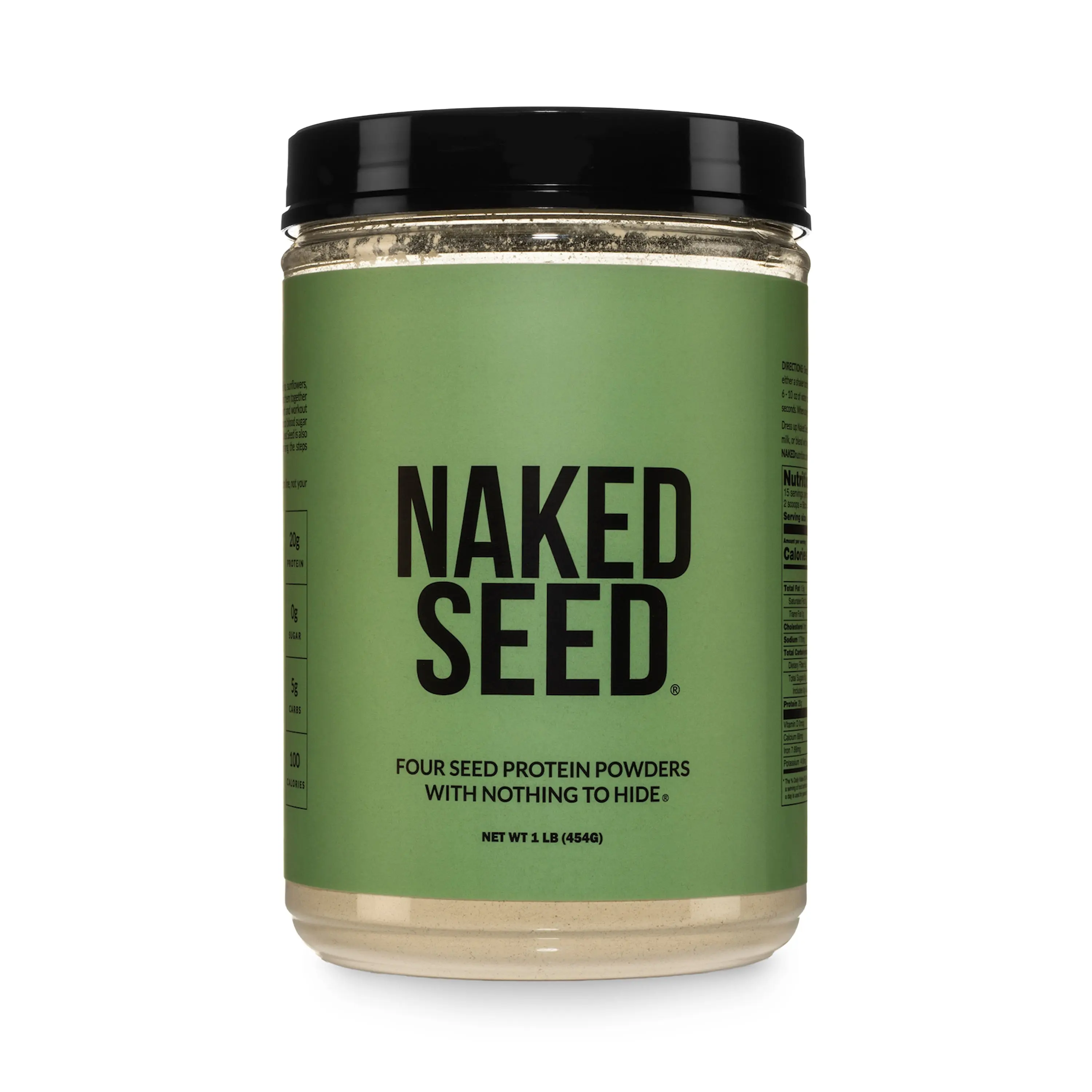 Naked Seed Protein Powder - 1LB - Only 4 Ingredients - 20g of Protein, 0g of Sugar - Vegan, Gluten-Free, Soy-Free, Non-GMO