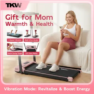 TKW 3-in-1 Treadmill with Vibration Function & Armrests, Portable Quiet Walking Pad for Home & Office, LED Display for Walking & Jogging