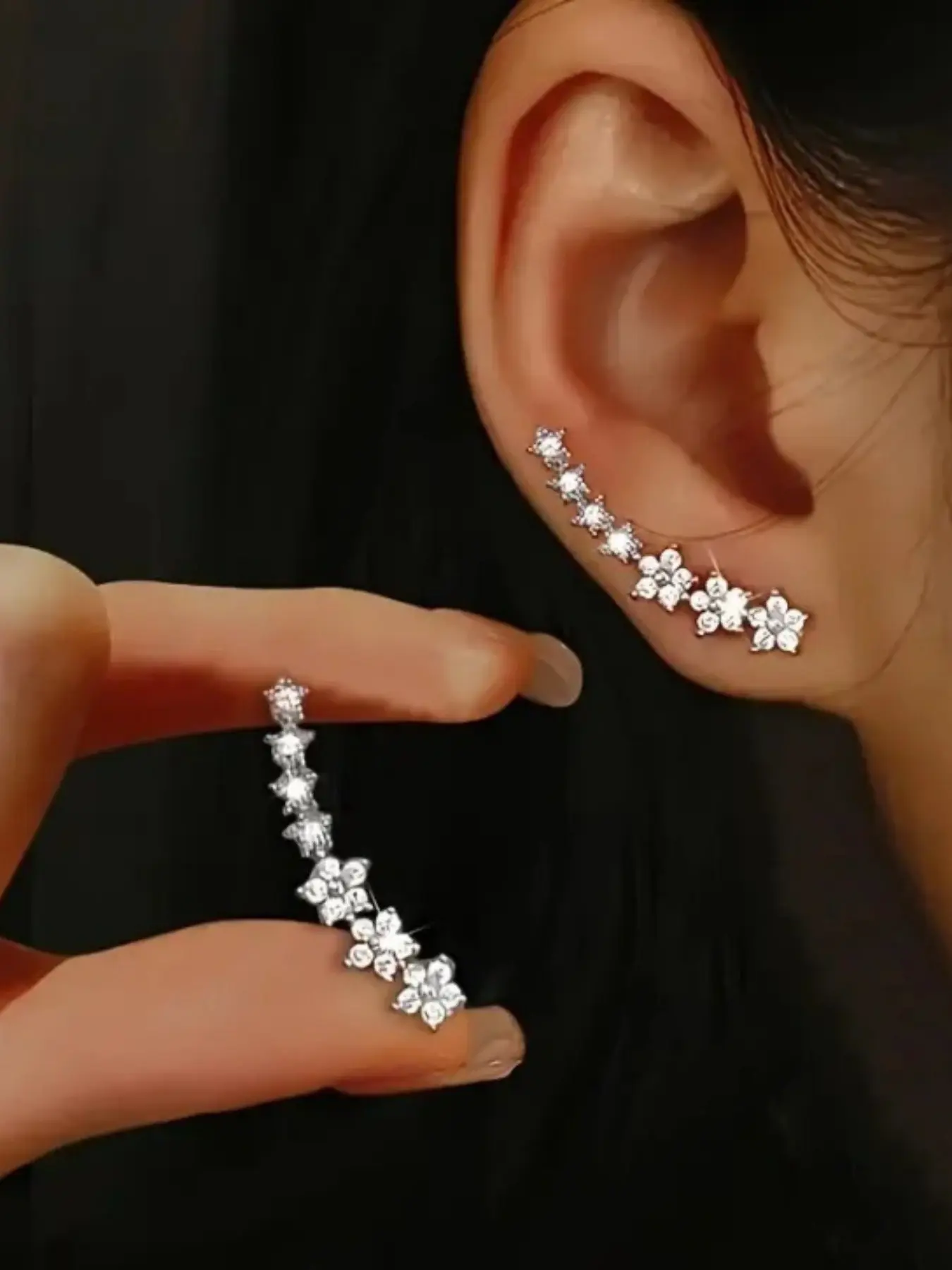 Elegant Fashionable Rhinestone Decorated Earrings for Women & Girls, Trendy All-match & Exquisite Jewelry for Birthday Gifts