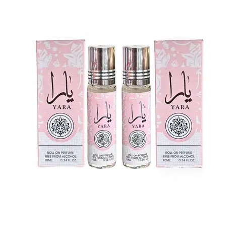 Lattafa Yara Roll-On Perfume Oil, 10ml 2-Piece Set | Elegant Vanilla, Musk & Tropical Fruit Fragrance, Long-Lasting Signature Scent for Women, Elegant Perfume, Fragrances, Citrus, Vanilla Girl, Adults, Liquid, Safe Ingredients, Vanilla Scents, Alcohol Bas