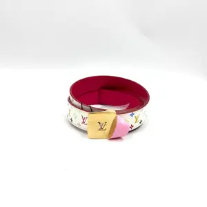 Pre-owned Louis Vuitton AS SHOWN Clutches & Wristlets HZ 3091 Multicolor LV Belt White Fuchsia 26.04.09