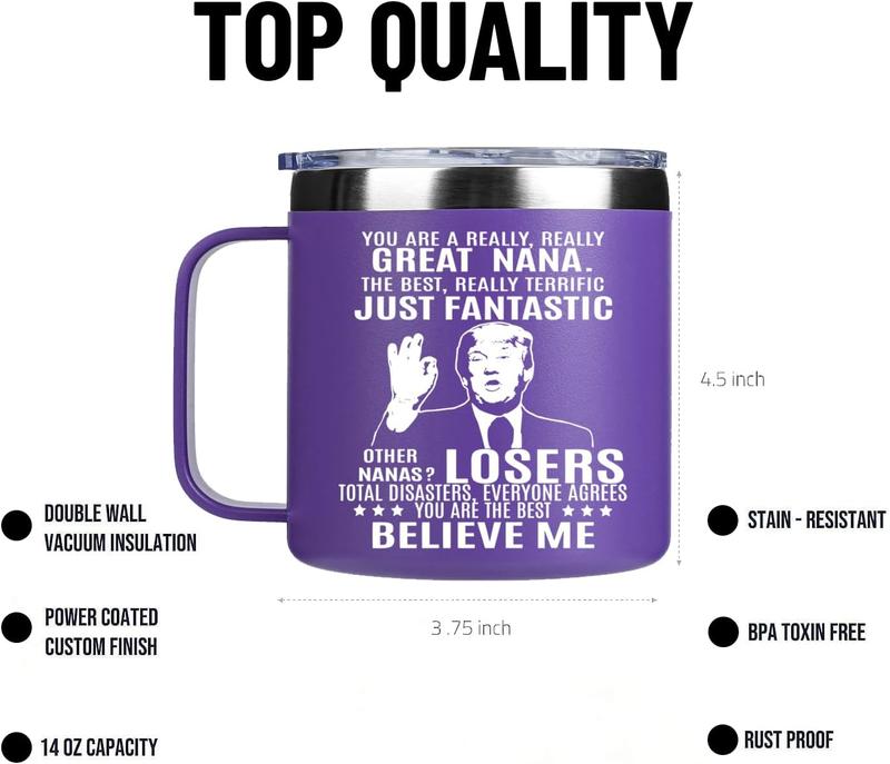 Nana Gifts -14Oz Cup - Gifts for Nana from Granddaughter - Best Nana Birthday Gift – Birthday Gifts for Nana from Grandson - Mothers Day Gifts for Nana From Grandkids, standart, Purple