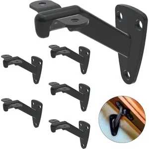 6 Pcs Heavy Duty Black 3 Inch Handrail Brackets for Indoor Outdoor Stairs Stairways Support, Banister Brackets for Stair Railing