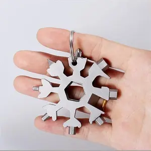 18-in-1 Snowflake Multi Tool, Stainless Steel EDC Pocket Tool, Portable Wrench Screwdriver Bottle Opener for Camping, Hiking, DIY, Gift for Men