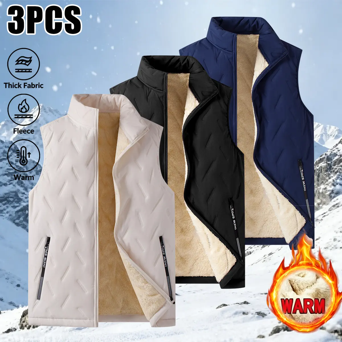 3pcs women’s sleeveless fleece jackets, lightweight windproof softshell jackets with pockets, classic fit, suitable for golf, hiking, and sports