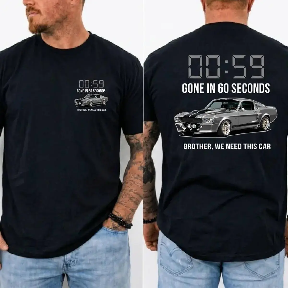 Gone in 60 Seconds T-Shirt, 1967 Shelby Mustang GT500 Graphic Tee, Classic Movie Car T-Shirt, Gift for Movie Fans