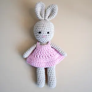 Newborn baby , hand-knitted rabbit dolls, stuffed rabbit dolls,rabbit dolls wearing pink dresses,baby  halloween gift plush toy, baby doll child development play sensory age 1-3 kid soft design crib bright color birthday Colorful Baby Toy for Tummy Time