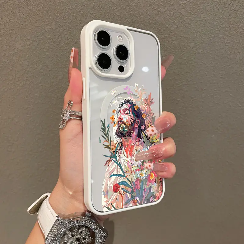 Premium Magnetic Case for iPhone11/12/13/14/15/16/17promax Flowers, pictures of Jesus MagSafe Ready,Anti-Fall,Ultra-Thin Design | Perfect for Everyday Use