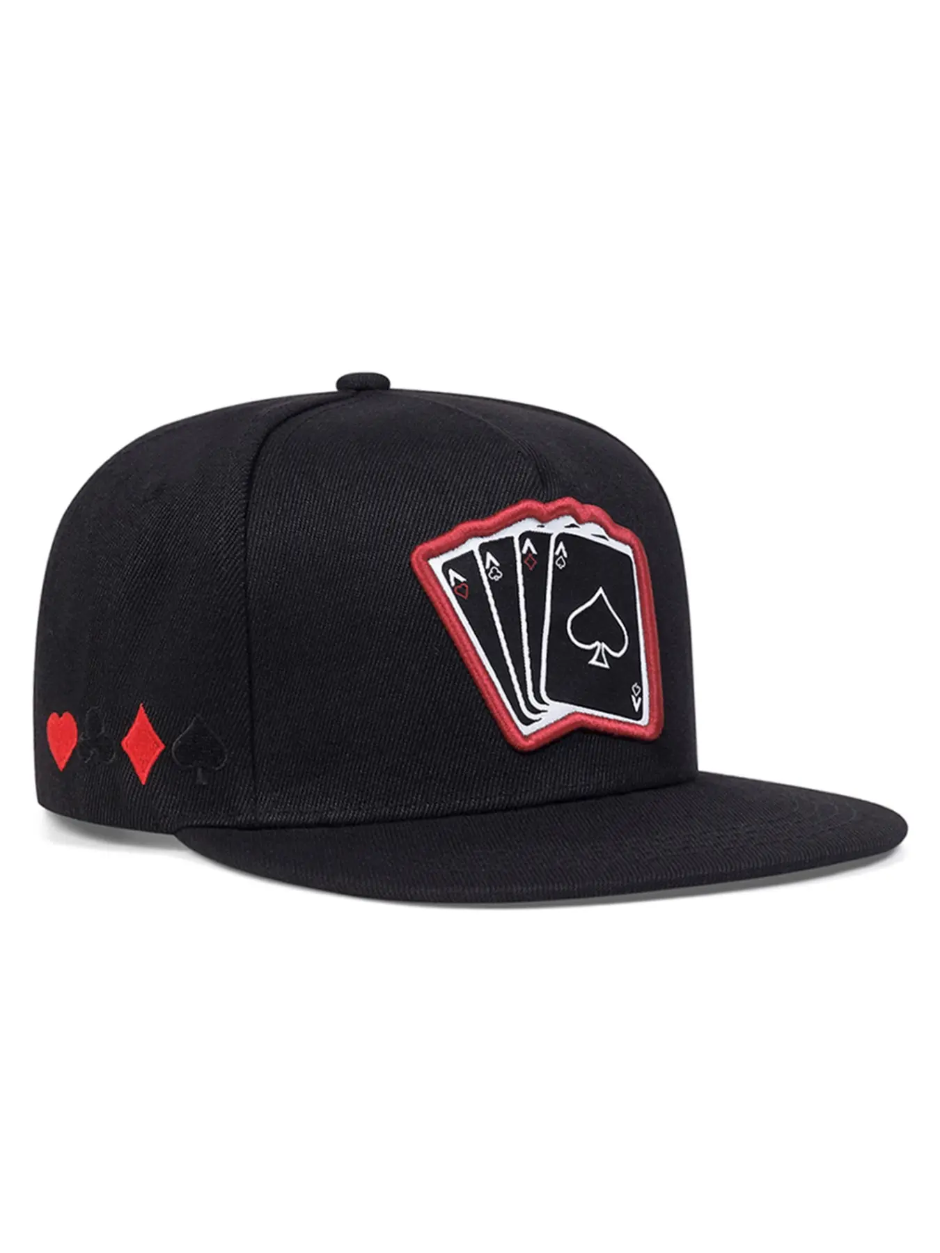 2025 Poker Card A Four Embroidered Street Hip Hop Hat, Street Dance Hat, Casual Outdoor Hat, Outdoor Cycling Skateboard Hat, Sports Sunshade Flat Edge Baseball Hat, Baseball Caps, Snapback Cap