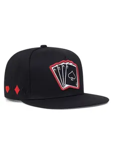 2025 Poker Card A Four Embroidered Street Hip Hop Hat, Street Dance Hat, Casual Outdoor Hat, Outdoor Cycling Skateboard Hat, Sports Sunshade Flat Edge Baseball Hat, Baseball Caps, Snapback Cap