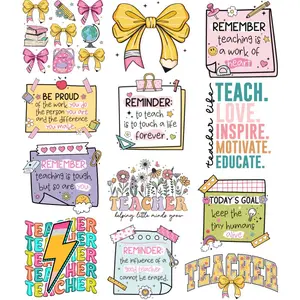 Teacher UV DTF Transfers Gang Sheet 11” wide x 12” long DIY UV Direct to Film Transfers made for hard surfaces