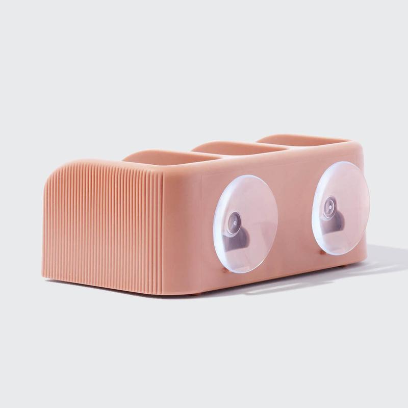 Kitsch Self-Draining Soap Dish – Recycled Plastic Holder for Shampoo, Conditioner, and Body Wash Bars, Holds 3 Bars with Removable Suction Cups