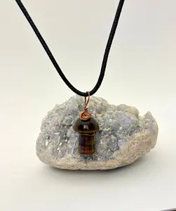 Tiger’s Eye Mushroom Pendant | Copper Wire Wrapped Crystal Necklace