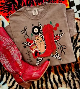 Graphic Tee, Vintage Howdy Cowgirl Star Collage Shirt, Retro Western Girly Tee, Casual Clothing, Gift For Women
