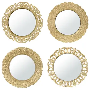 13" Charger Plates Mirror Plate Chargers with Carved Rims Plastic Table Chargers Round Chargers for Christmas Wedding Dinner Plates Table Setting Sustainable