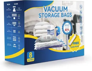 Simple Deluxe 8 Jumbo Vacuum Storage Bags – Space-Saving Vacuum Seal Bags with Hand Pump for Comforters, Blankets, Bedding, Pillows & Clothes