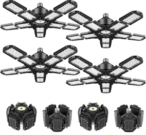 1/2/4 Packs Led Garage Light 180W, LED Shop Lights with E26/E27 Medium Base, 6000K Deformable Garage Lights Ceiling LED with 10+1 Adjustable Panels