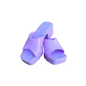 WOMENS SLIDE IN CHUNKY HEEL JELLY SANDALS Shoe Girl Summer