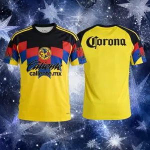 25 26 America Home Yellow Short Sleeve Soccer Jersey Fans Version