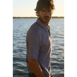 Short Sleeve Twill Polo in Peacoat Navy