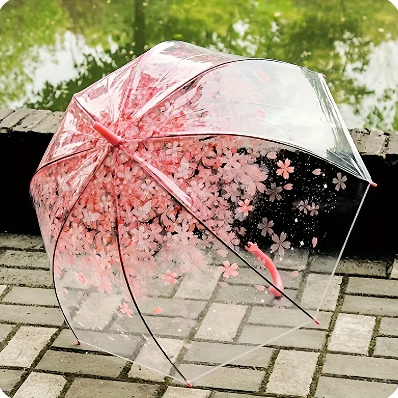 1pc Romantic Cherry Blossom Print Travel Umbrella - Fashionable Auto-Open, Waterproof, Portable for Rain or Shine - Ideal for Outdoor Adventures & Photos  katana umbrella umbrella  mosaic umbrella melon soda umbrella whimsical umbrella japanese umbrella k
