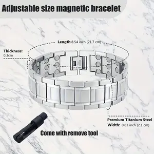 Men'sUltraStrongMagneticBracelet,Men's3500GaussMagnetTitaniumSteelBracelet,AdjustableBraceletLengthwithSizeTool