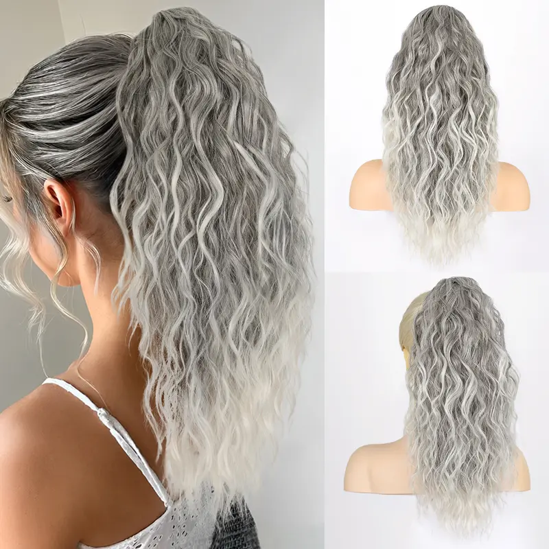 Women's 18-Inch Claw Clip Ponytail Extension - Fluffy Synthetic Wavy Hairpieces, Multi-Layered Natural-Looking, Easy to Clip In for Daily Wear & Work Ponytail Hairstyles