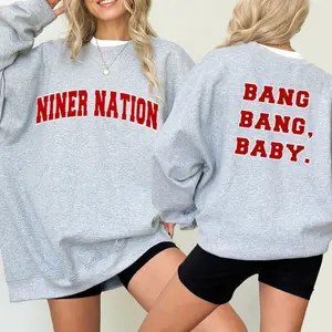 49ers Sweatshirt: Niners Nation Bang Bang Baby Oversized Game Day Crewneck, San Francisco Forty-Niners shirt