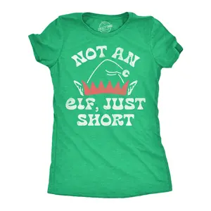 Womens Funny T Shirts Not An Elf Just Short Sarcastic Christmas Graphic Novelty Tee For Ladies Funny Womens T Shirts Cute Vintage Fashion Casual Ladies T-Shirt Gift Christmas Tops for Women Women's Novelty Tees Green -