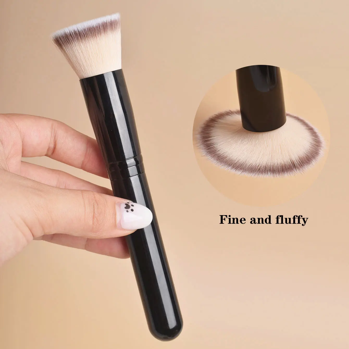 1 Large Flat-Top Kabuki Foundation Brush - Premium Makeup Brush for Liquids, Creams, and Powders - Buffing, Blending, and Face, Black Cosmetic Brushes