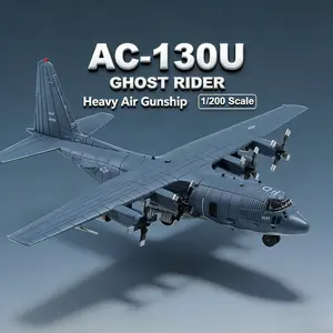 AC-130U 1/200 Scale Air Gunship Model Diecast Metal Model Kit Military Combat Airplane Model Attack Aircraft Model Alloy Model with Stand for Adult Military Display Collections or Gift