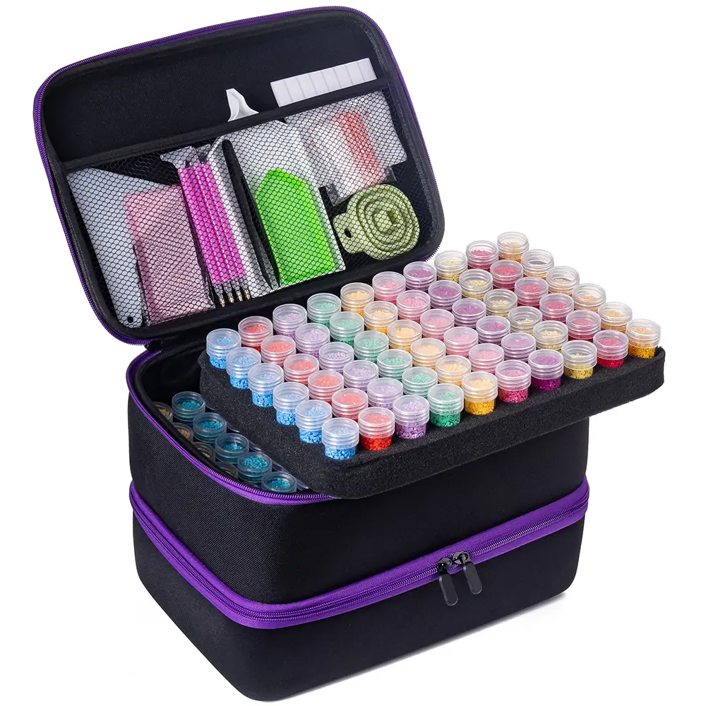 ZYNYXY 30/60/120/240 Slots Diamond Art Storage Container with Diamond Art Accessories and Tools, Portable Bead Storage Boxes for Diamond Painting Kits Cross Stitch Kit