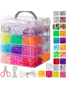 4800 Pieces Jewelry Making Kit, Includes 15 Colors Pony Beads and Letter Beads, Soft Clay Beads, Ideal for Bracelets, Hair Accessories, DIY Gifts, Bead Assortment
