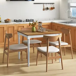 COSTWAY - Extendable Dining Table with Rubber Wood Legs for 4-8 People-White