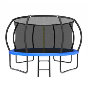 12FT Outdoor Trampoline with Safety Enclosure Net & Ladder, Thickened Spring Pad，ASTM Approved Recreational Trampoline for Kids and Adults,Anti-Rust Coated Frame and Thickened Mat