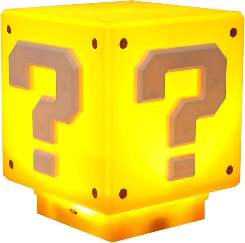 Super Bros LED Question Mark Block Toy Glows, Includes Game Coin Sound Effects Gaming Room Decor Toy, Boyfriend Gift Idea, Gamer's Top Choice (Classic Pixel Art Design, Christmas Gift Theme)