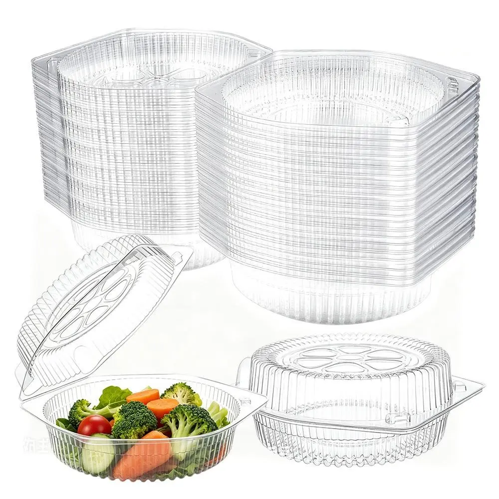 40Pcs/Set Clear Hinged Plastic Food Containers,6 inch Disposable Clamshell Takeout Boxes with Dome Lids for Cakes,Salads & Pastries,Hot Dog,Halloween Christmas Party Gifts,Hand Tools Kits
