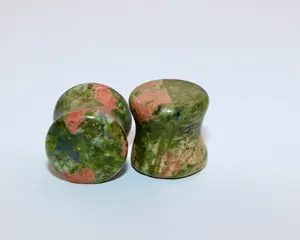 Unakite Double Flare Stone Plugs Pair