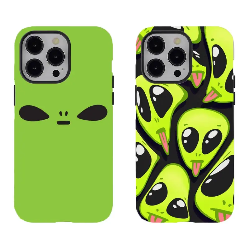 Minimalist Trippy Cute Green Alien Smartphone Case - Custom Wireless Shell Accessory for iPhone 11/12/13/14/15/16/17 ProMax Plus, Samsung Devices, Ideal Gift for Fans