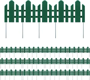 12 Pack Garden Edging Decorative Border Recycled Plastic Landscape Garden Fence Flexible No-Dig Spikes,Dark Green