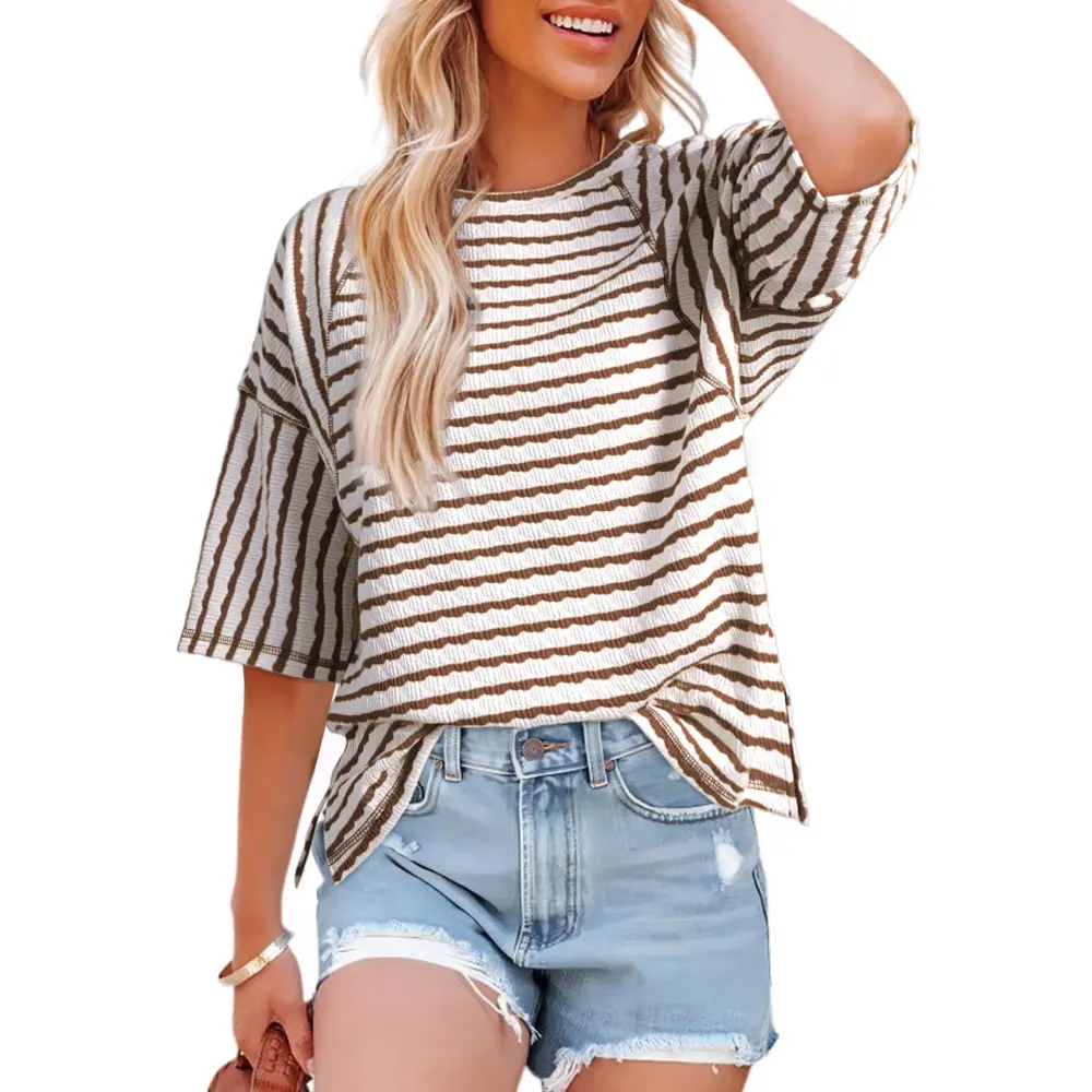 DOKOTOO Womens Summer Tops Oversized Tshirts for Women Striped Color Block Short Sleeve T Shirts Crewneck Casual Tee Blouses DOKOTOO Womens Summer Tops Oversized Tshirts for Women Striped Color Block Short Sleeve T Shirts Crewneck Casual Tee Blouses