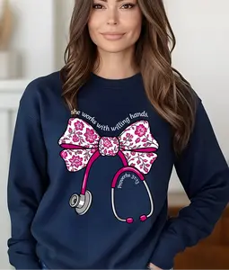 She Works With Willing Hands Medical Bow DTF Transfer