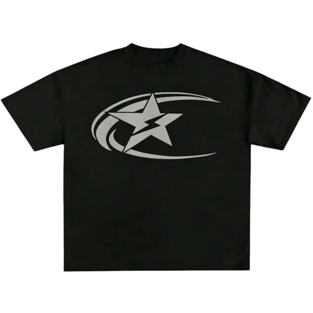 Retro Shooting Star Graphic T-Shirt | Y2K Aesthetic Casual Streetwear Top, Vintage Style Unisex Tee