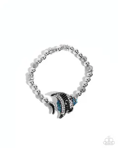 Admirable Angelfish - Blue Rhinestone Silver Stretchy Bracelet - Paparazzi