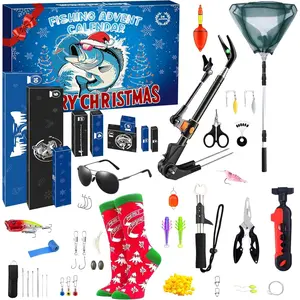 Fishing Advent Calendar 2025,24 Days Christmas Countdown Calendar Fishing Tool Kit,Fishing Tackle Lures Gifts for Men Teen Boys Angler