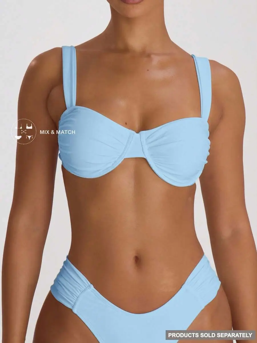 Resort Underwired Ruched Cup Bikini Top Swim Vacation Holiday Summer Travel Beachwear Basics Hen Do Wedding Bridal Bachelorette Resort Core