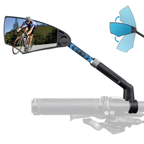 ROCKBROS 2-Sided Left/Right Ebike Rearview Mirror Set - HD Anti-Glare Glass, Foldable Retractable 360° Rotation Lens, PA+PP Body, 12 Months Durable Ebike Accessories for 21-24cm/21-26mm Handlebars