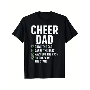 Cheer Dad Funny Cheerleading Dad Of A Cheerleader Dad T-Shirt, 100% Cotton Father Daddy T-shirts for Men Women, 180g, round neck, black, size S-XXXL