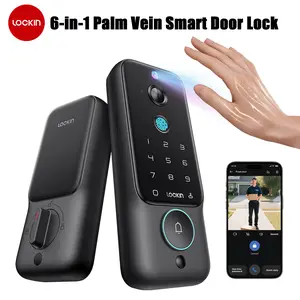 Lockin Veno Plus Smart Door Lock 6-in-1 Keyless Entry System, 2K HD Camera, Palm Vein & Fingerprint Unlock, Password, App & Key Access, WiFi Smart Lock for Front Door, Digital Home Security Lock, Easy Installation, Black Finish touch