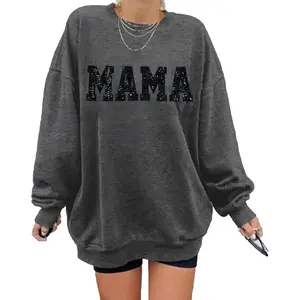 LOTUCY Oversized Mama Sweatshirt Women Mama Mommy Mom Bruh Pullover Tops Casual Crewneck Loose Long Sleeve Tshirt, Hoodie and Sweatshirt Y